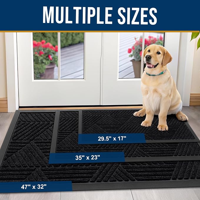 Kitinjoy Front Door Mat Outside Entrance, Sturdy Natural Dirt Trapper, Heavy - Image 2