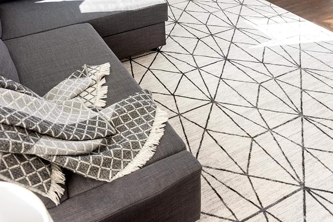 Rugs.com Lattice Trellis Collection Rug – 7' x 10' White Low-Pile Rug Perfect - Image 4