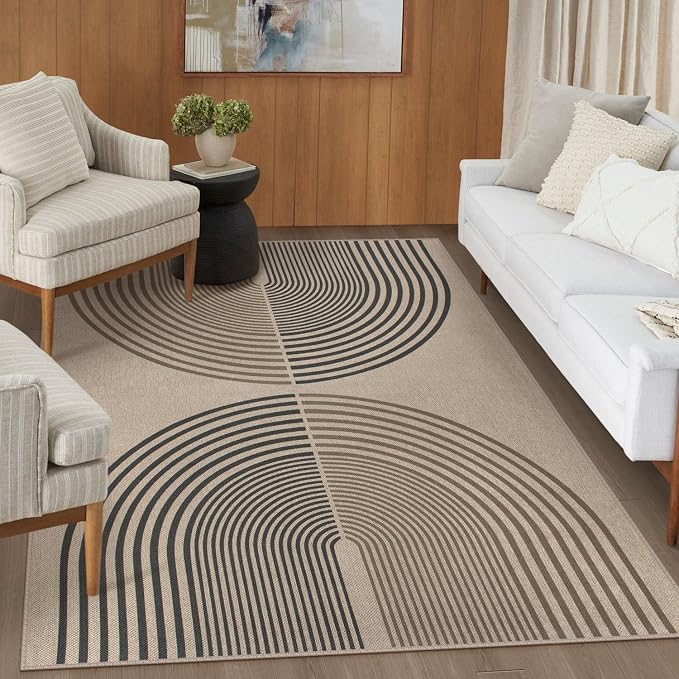 Easy Jute Indoor Outdoor 5x7 Rug, Washable Modern Rainbow Rugs - Image 5