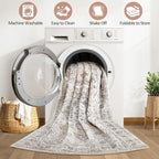6x8 Area Rug Living Room: Washable Boho Large Neutral Vintage Soft Rugs Stain - Image 2