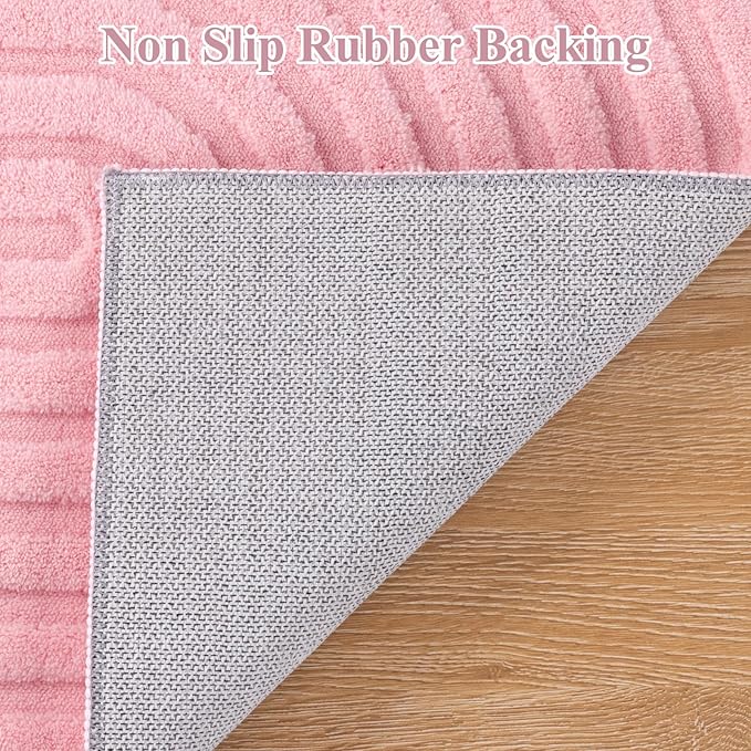 Pauwer 6x9 Washable Area Rugs for Living Room Modern Pink Solid Color Soft - Image 4
