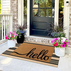 Black and Khaki Striped Rugs 2.3'x3.6', Washable Hand Woven Front Door Rug - Image 3