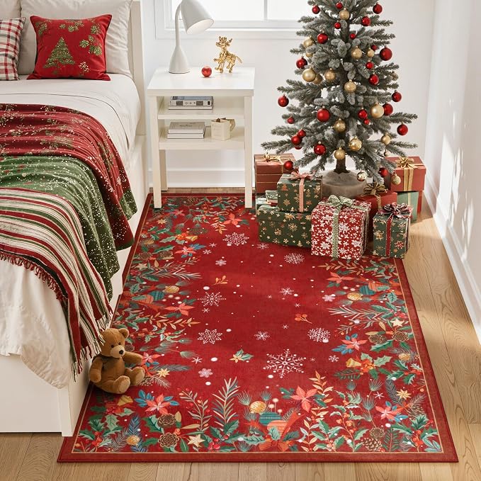 Wonnitar Christmas 5x7 Area Rugs, Non-Slip Soft Bedroom Rug, Washable Low Pile - Image 3