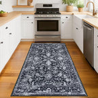 KILOCOCO Area Rug 3x5 Entryway Rug Washable Printed Vintage Floral Rubber - Image 2