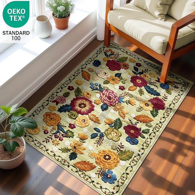 2x3 Machine Washable Area Rug for Entryway, Kids and Pets Friendly for Bedroom - Image 3