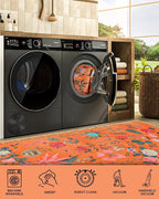 Boho Washable Area Rug 4x6 – Floral Low Pile Non-Slip Carpet - Image 4