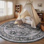 AMOAMI-6FT Round Rug-Rugs for Living Room-Vintage Soft Black Rugs for - Image 4