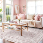 Light Pink 4x6 Rugs for Bedroom Nursery Rug Vintage Aesthetic Cute Boho Floral - Image 4