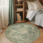 jinchan Round Rug 5ft Area Rugs Vintage Floral Distressed Design, Machine - Image 3