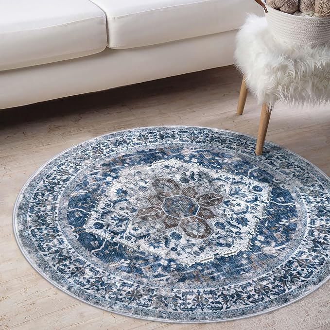 KOZYFLY Round Rug 3 Ft Rugs for Entryway Washable Circle Entrance Rug Non Slip - Image 8