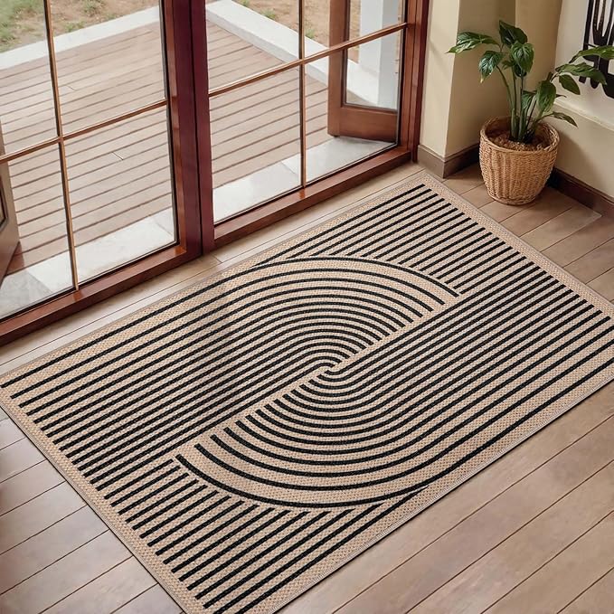 Tangsoo Rainbow Easy Jute Rug, 2x3 Washable Small Area Outdoor Rug - Image 2