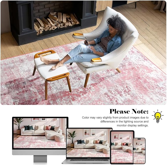 Washable Abstract Rug, 5x7 Modern Area Rugs - Image 7