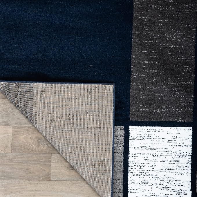 Rugshop Contemporary Modern Boxes Area Rug 6' 6" Navy - Image 6
