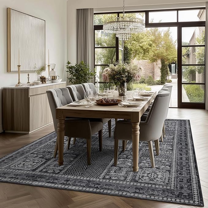 Washable Rugs 5x7 Area Rugs for Living Room, Thin Carpet for Bedroom, Soft Faux - Image 4