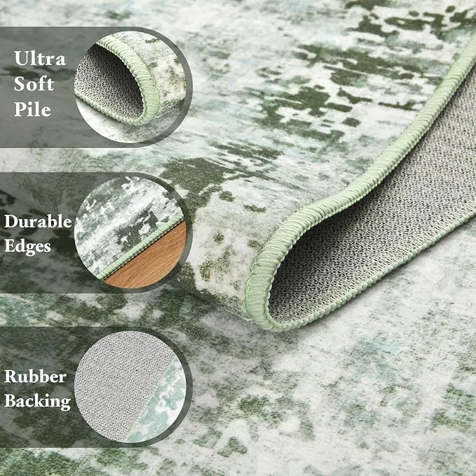 Washable Abstract Rug, 4x6 Modern Area Rugs - Image 4