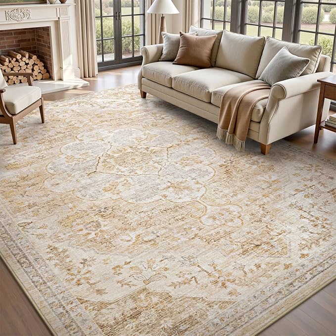 tchdio 8x10 Area Rugs for Living Room, Vintage Non Slip Washable Rug, Soft Low by Tchdio