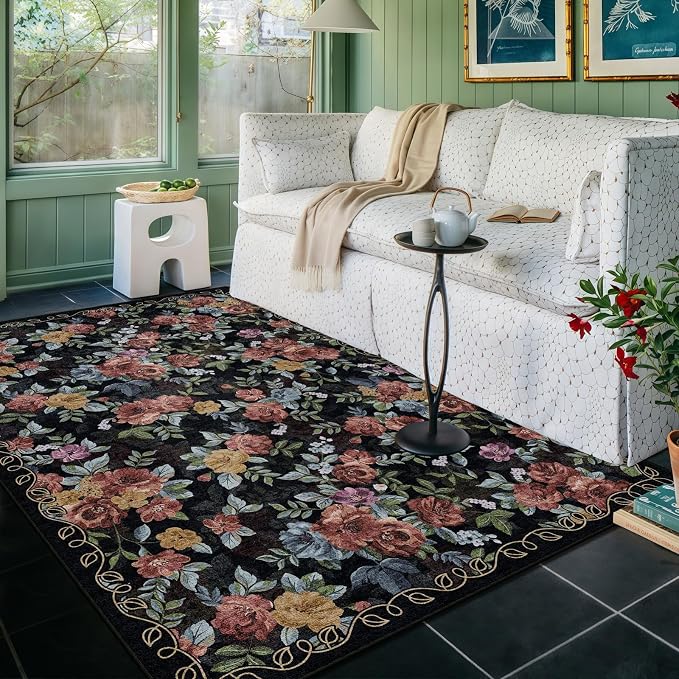 4x6 Machine Washable Area Rug for Living Room, Kids and Pets Friendly for by GERUIMO