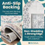 Istana 4x6 Rug - White Cream & Blue Area Rugs 4x6 - Kid & Pet Friendly Machine - Image 4