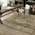 4x6 Washable Vintage Area Rug Green Brown Entryway Office Carpet Non-Slip Soft by WondRg