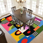 Funky Rug, Colorful Abstract Heart Area Rug 6x8, Hippie Aesthetic Pop Art Low - Image 6
