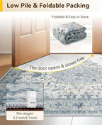 Area Rugs 2'6''x14' Washable Non-Slip, Floral Vintage Distress Print Pattern - Image 4