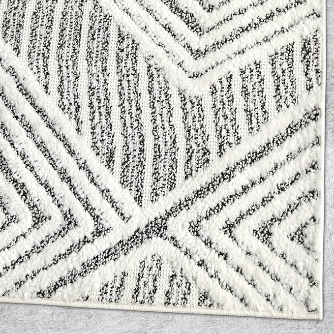 Antep Rugs Palafito 8x10 Geometric Shag Diamond High-Low Pile Textured Indoor - Image 4