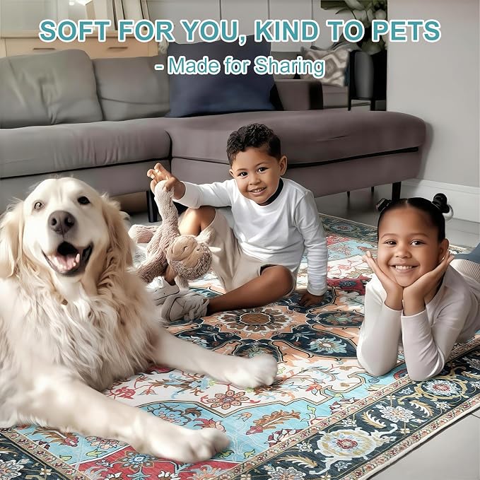 WILLSUN Washable Area Rugs, 2x6 Non-Slip Boho Area Rugs - Image 3