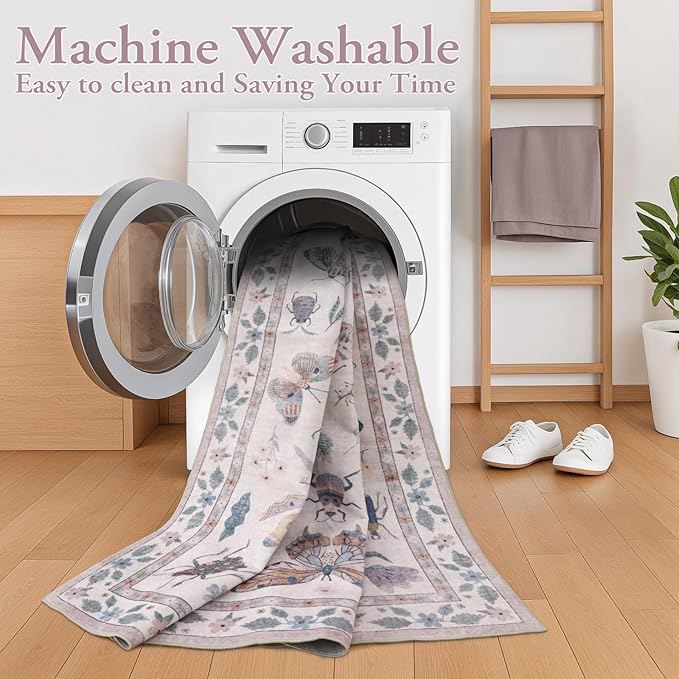 Lahome Insect Print Washable Rugs 8x10, Soft 8x10 Rugs - Image 3