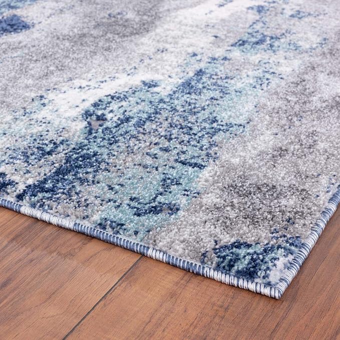 LUXE WEAVERS Euston Collection D.Blue-L.Blue 9x12 Modern Abstract Area Rug - Image 8