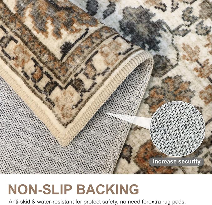 Bavni 2x6 Rug Runners for Hallways, Washable Runner Rug Non Slip, Vintage - Image 5
