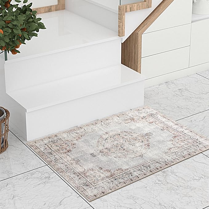 Easy-Going Boho Area Rug 3x5 Entryway Rug Washable Inside Door Mats - Image 6
