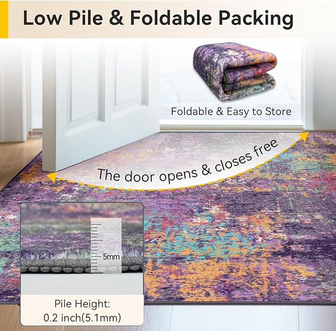 Washable Area Rugs 6'x8' Non-Slip Modern Abstract Soft - Image 6