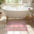 Wonnitar 2x3 Pink Bathroom Rugs Non Slip Washable, Floral Small Area Rugs - Image 6