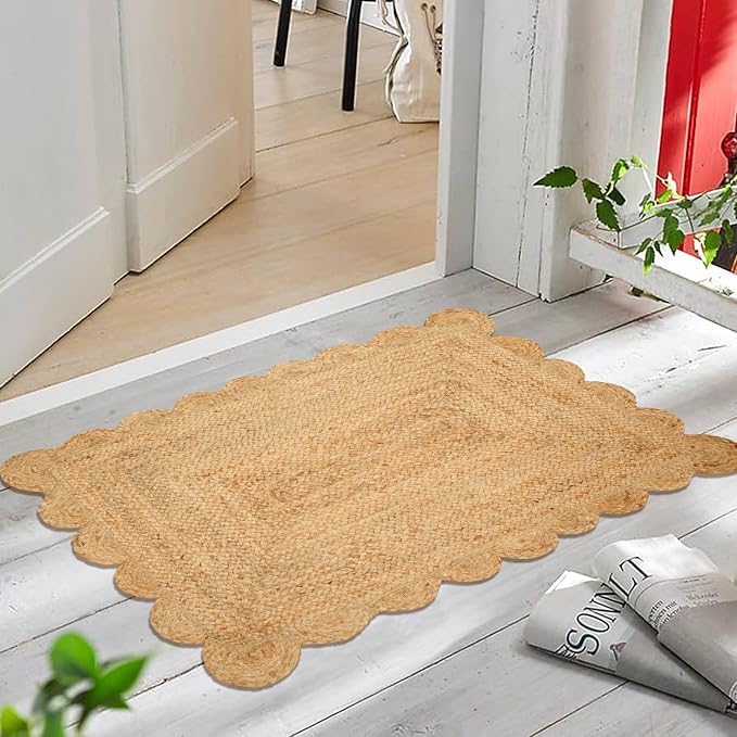 Savi Home Hand Woven Area Rug Braided Jute Scalloped Border, Decor Collection - Image 3