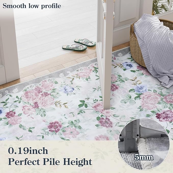 Lahome Purple Floral 5x7 Area Rugs, Boho Rugs - Image 8