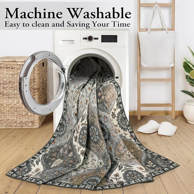 Lahome Moroccan Washable Area Rug 6x9, Ultra-Thin Large Living Room Rugs - Image 5