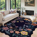 Lahome Floral Washable Rugs for Living Room, 5x7 Area Rugs Ultra-Thin Soft Rug by Lahome