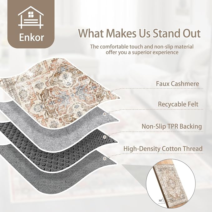 Enkor Runner Rugs for Hallway, 2x6 Washable Soft Non Slip Floor Rugs for Kitchen - Image 9