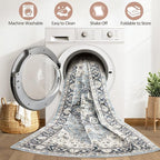 8x10 Area Rugs Living Room: Washable Boho Large Neutral Vintage Soft Rug Stain - Image 2