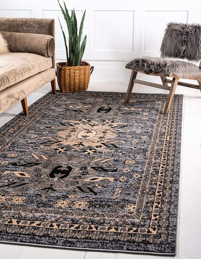 Unique Loom Taftan Collection Border Geometric Tribal Inspired Design Area Rug by UniqueLoom