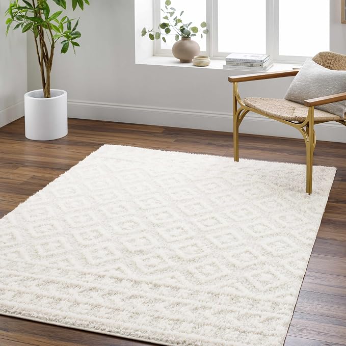 Hauteloom Tilos Moroccan Farmhouse Small Shag Area Rug Door Mat by Hauteloom