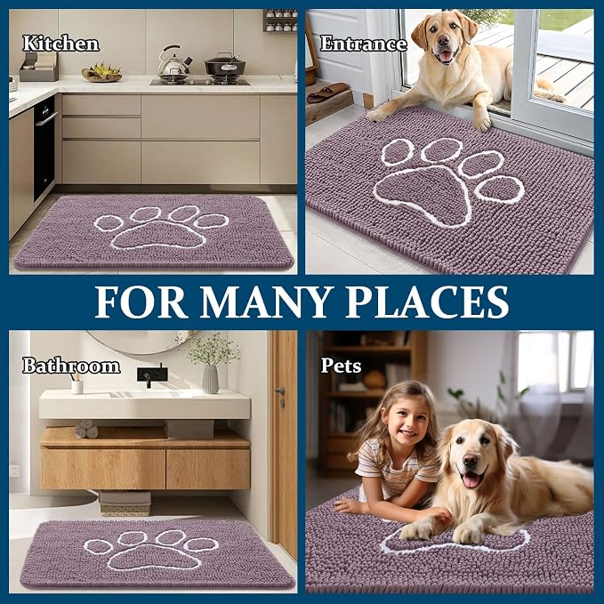 OLANLY Dog Door Mat for Muddy Paws 40x32, Paw Print Design, Absorbs Moisture - Image 8