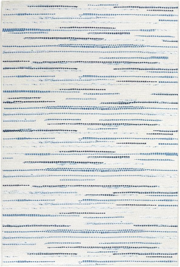 Dash & Albert Elwood Blue Machine Washable Rug, 6 X 9 Feet by DashAlbert