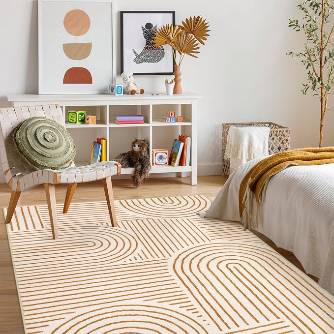 Lahome Abstract Washable Rugs 5x7, Non Slip Soft Living Room Rugs Ultra-Thin - Image 5