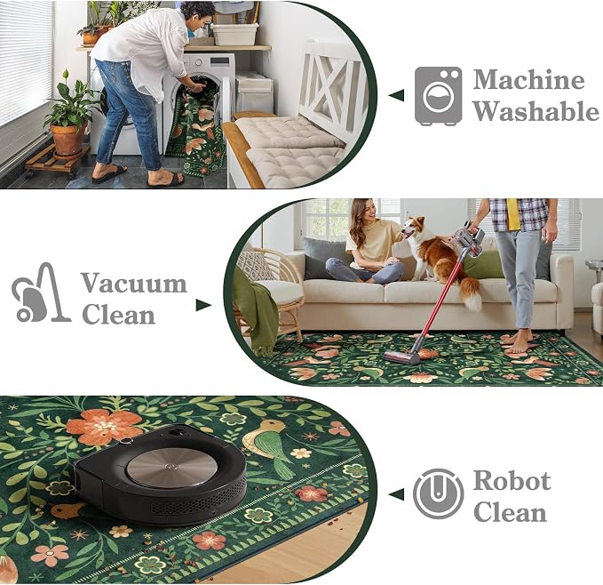 Moynesa 3x5 Kitchen Rug, Modern Cottage Washable Non-Slip Low Pile Area Rug - Image 8