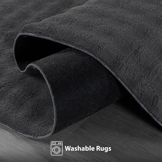 CAMILSON Modern Dark Gray Non Slip Runner Rug 2x7 Ultra Soft High Pile Kitchen - Image 7