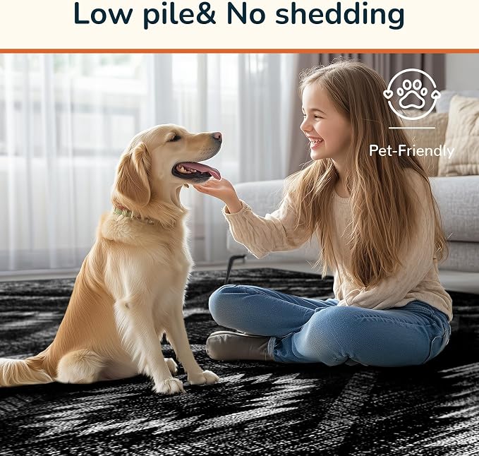 Area Rug 2x10 Rug Machine Washable Non-Slip Low Pile Print Pattern Western Rug - Image 5