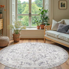 jinchan Kalen Round Rug 7ft Area Rug Washable Vintage Indoor Retro Floor Cover - Image 3