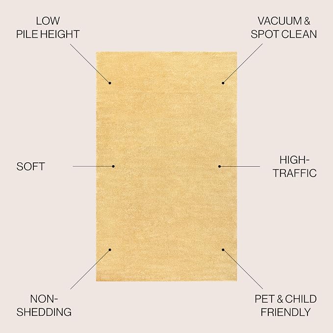 JONATHAN Y Haze Solid Low-Pile Mustard 5x8 Oval Indoor Area Rug, Minimalist - Image 2