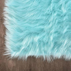 Latepis Blue Fur Circle Round Rugs 4ft Faux Sheepskin Rug Washable Fluffy - Image 5